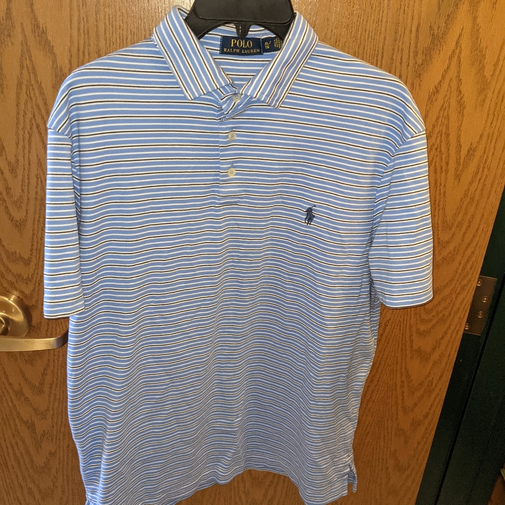 Ralph lauren polo shirt blue white black stripes